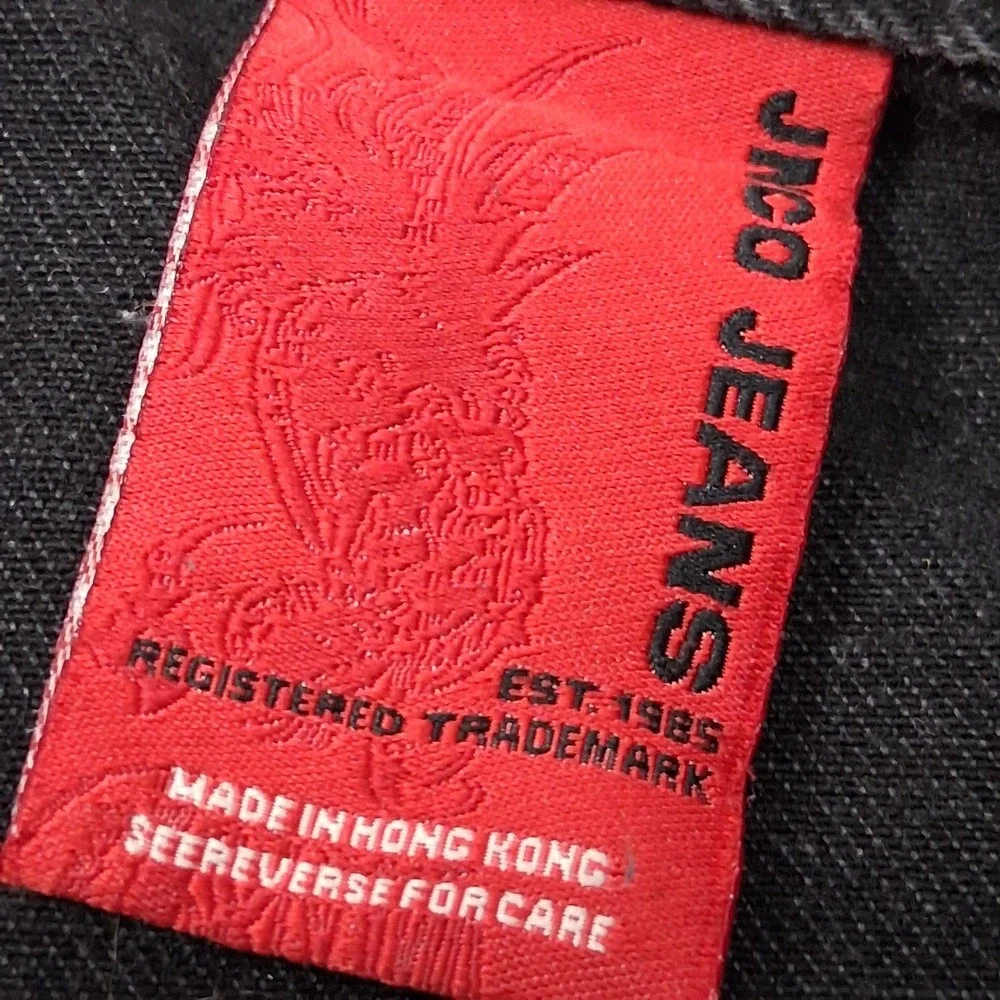 y2k Jnco Black Denim‎ Jeans Size 29x30 Gothic Spellout Double Back Pockets Wide
